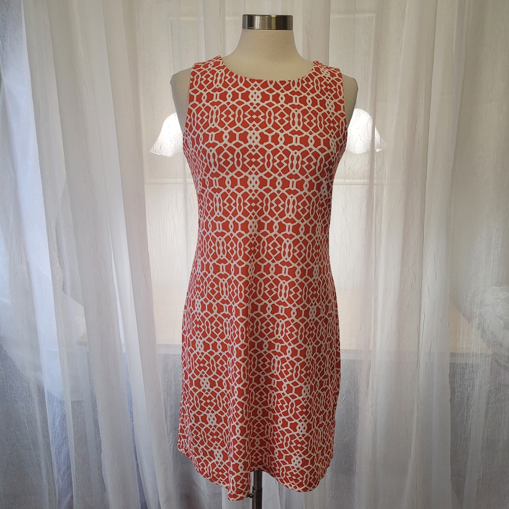 Jude Connally A-Line Dress Medium Orange White